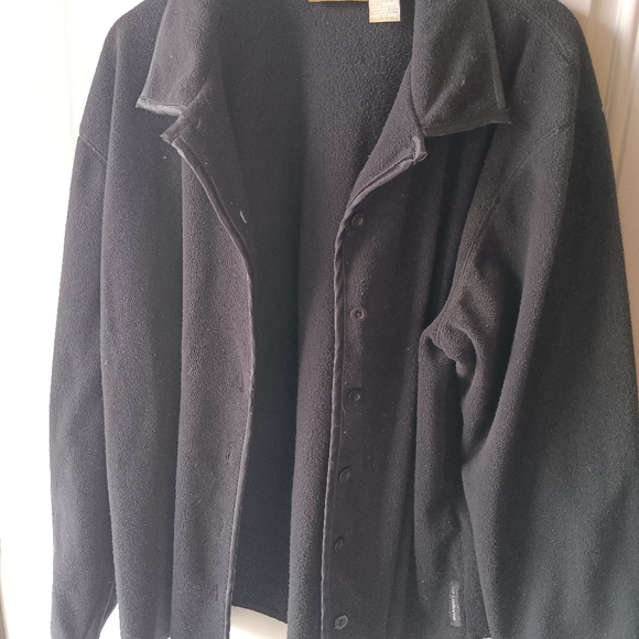 Liz Claiborne Black Fleece Button-Up Jacket/cardigan Size Petite Large - Picture 1 of 5